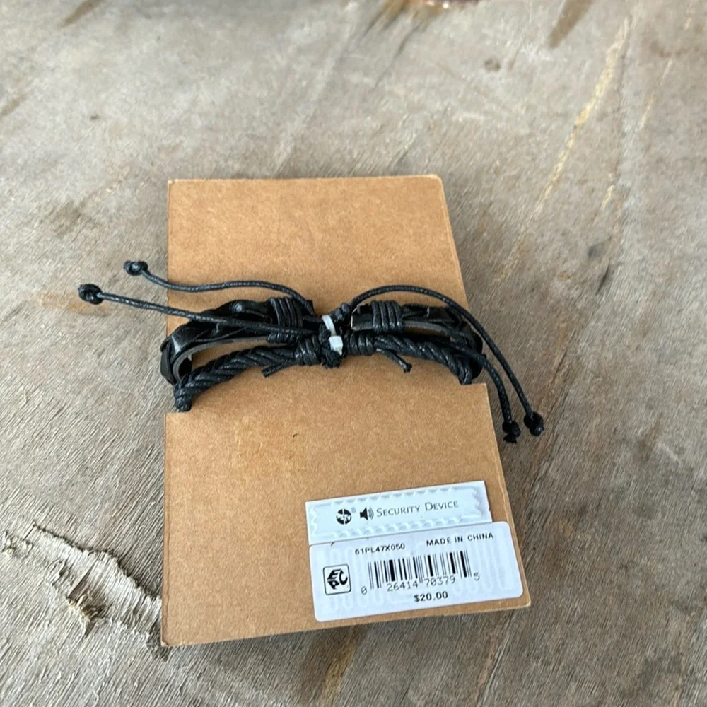 RA Rogue Accessories Braided Leather/Cord 2-Piece Men’s Bracelet Set‎ NWT